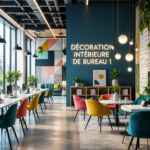 Bureau à domicile bien aménagé avec décoration chaleureuse