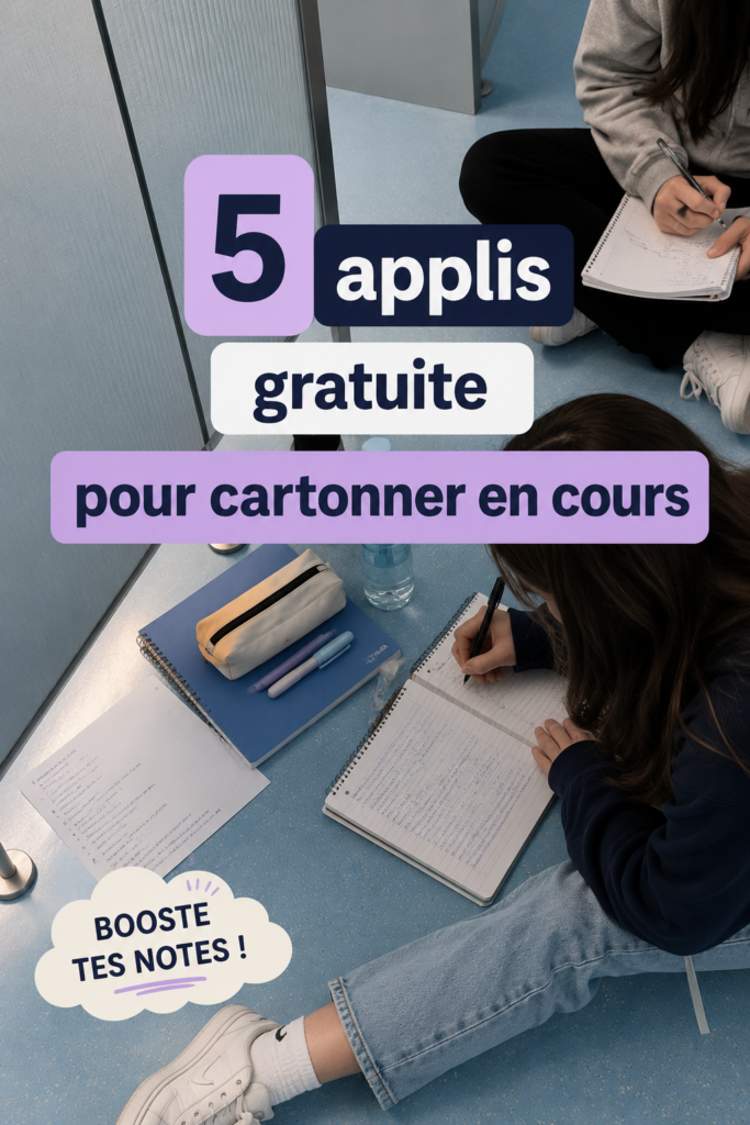 Femme utilisant une application d'étude sur sa tablette dans un environnement académique.