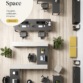 Aménagement d'un bureau moderne et confortable pour le télétravail.