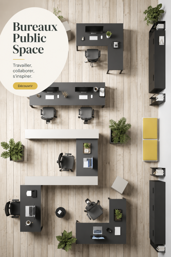 Aménagement d'un bureau moderne et confortable pour le télétravail.