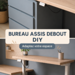 Un bureau assis-debout DIY en bois avec un espace de travail fonctionnel et décoratif.