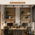 Bureau à domicile partagé avec deux espaces de travail confortables