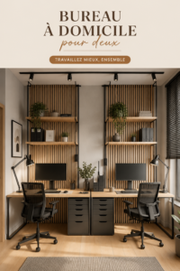 Bureau à domicile partagé avec deux espaces de travail confortables