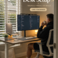 Bureau esthétique avec des accessoires harmonieux et une décoration colorée.