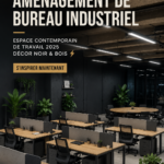 Bureau moderne avec décoration industrielle en noir et bois