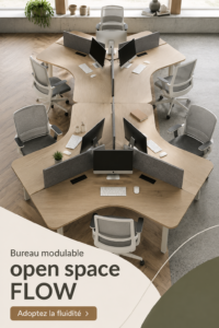 Bureau modulable en open space avec un éclairage naturel