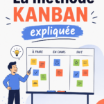 Tableau Kanban coloré montrant une organisation de tâches efficace
