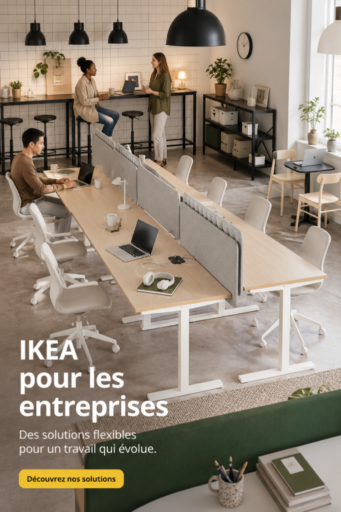 Image d'un espace de travail aménagé avec des meubles IKEA pour les professionnels