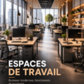 Bureau moderne et épuré avec ordinateur et plantes