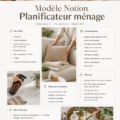 Modèle Notion pour l'organisation du ménage avec des éléments supplémentaires incorporés
