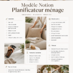Modèle Notion pour l'organisation du ménage avec des éléments supplémentaires incorporés