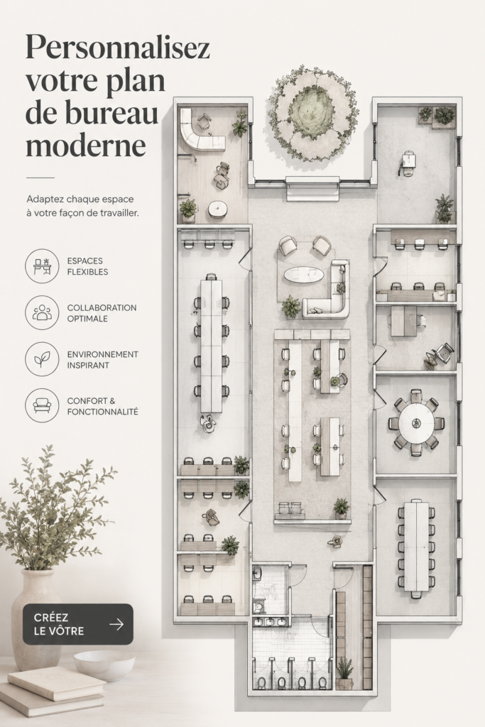 Plan de bureau moderne avec des éléments de décoration inspirants