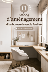 Un bureau bien aménagé devant une fenêtre, avec des plantes et une belle vue