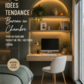 Un bureau élégant dans une chambre aménagée pour un espace de travail harmonieux.