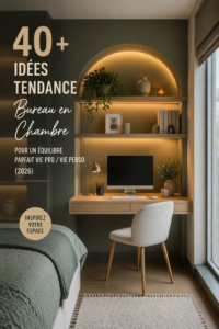 Un bureau élégant dans une chambre aménagée pour un espace de travail harmonieux.