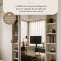 Aménagement d'un bureau cosy dans une chambre moderne avec des éléments de décoration doux.