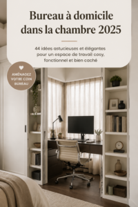 Aménagement d'un bureau cosy dans une chambre moderne avec des éléments de décoration doux.
