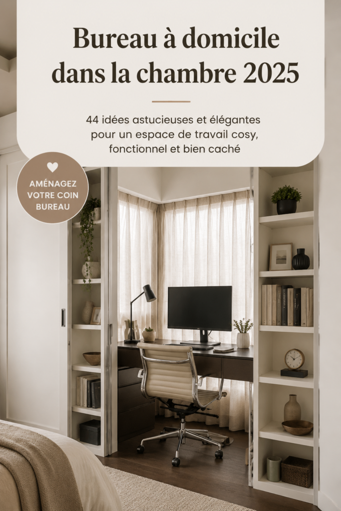Aménagement d'un bureau cosy dans une chambre moderne avec des éléments de décoration doux.