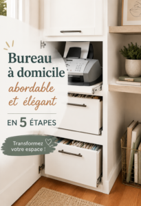 Bureau à domicile chic avec une décoration minimaliste et des plantes d'intérieur.