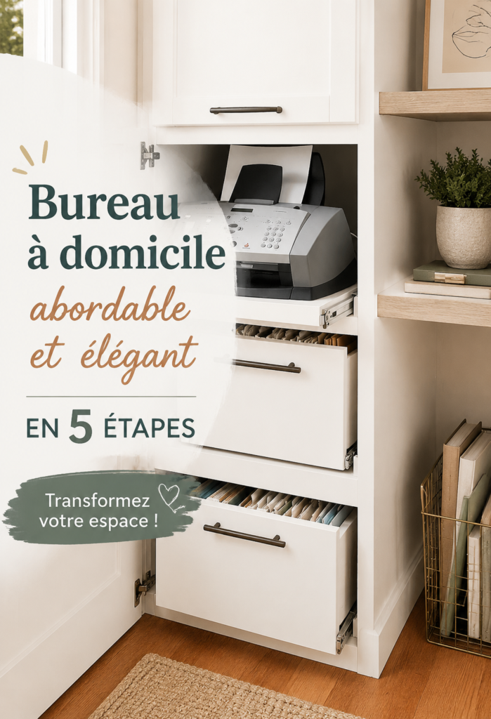 Bureau à domicile chic avec une décoration minimaliste et des plantes d'intérieur.