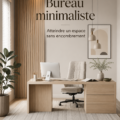 Bureau minimaliste avec des éléments essentiels et un design épuré