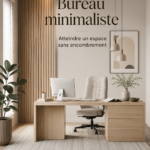 Bureau minimaliste avec des éléments essentiels et un design épuré