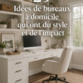 Un bureau à domicile moderne avec un design élégant et des éléments décoratifs inspirants.
