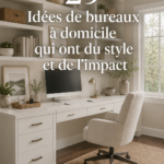 Un bureau à domicile moderne avec un design élégant et des éléments décoratifs inspirants.