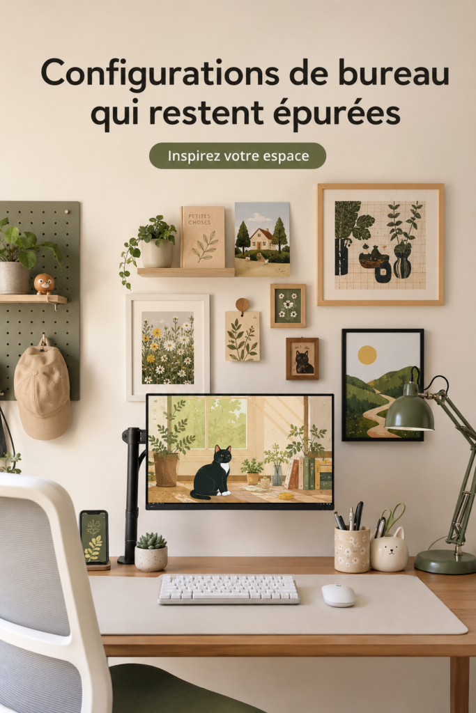 Bureau épuré et bien organisé, idéal pour travailler efficacement.