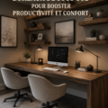 Design inspirant d'un bureau confortable dans un sous-sol