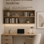 Un bureau moderne et épuré, avec des éléments de décoration minimalistes