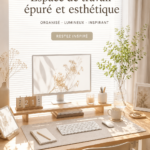 Un bureau minimaliste et bien organisé dans des tons apaisants