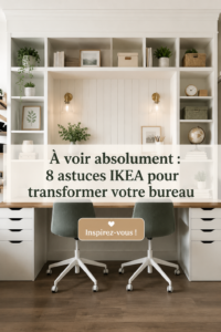 Bureau transformé avec des astuces IKEA, des rangements et de la décoration moderne