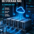 Un serveur NAS moderne avec des disques durs, illustrant le concept de stockage réseau.