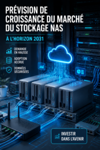 Un serveur NAS moderne avec des disques durs, illustrant le concept de stockage réseau.