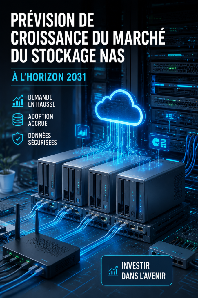 Un serveur NAS moderne avec des disques durs, illustrant le concept de stockage réseau.