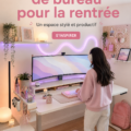 Bureau organisé avec des accessoires de rangement pratiques et esthétiques.