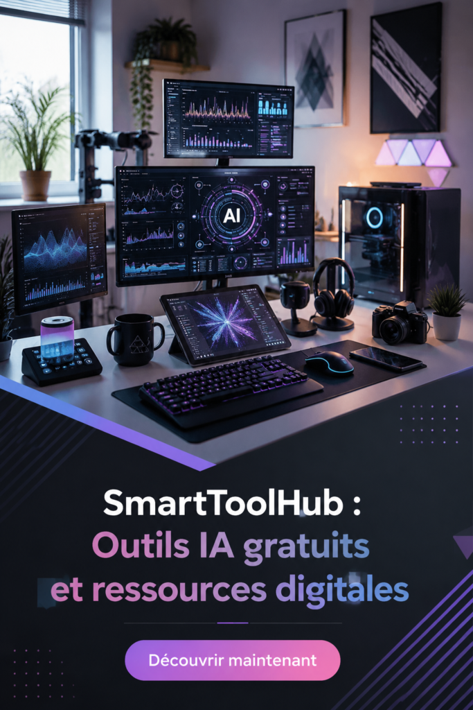 Un écran d'ordinateur affichant des outils IA gratuits sur un bureau moderne.