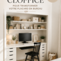 Un placard aménagé en bureau fonctionnel avec étagères et espace de travail.