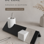 Porte-crayon élégant en métal doré sur un bureau moderne