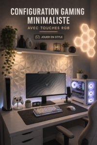 Setup gaming minimaliste avec éclairages RGB harmonieux