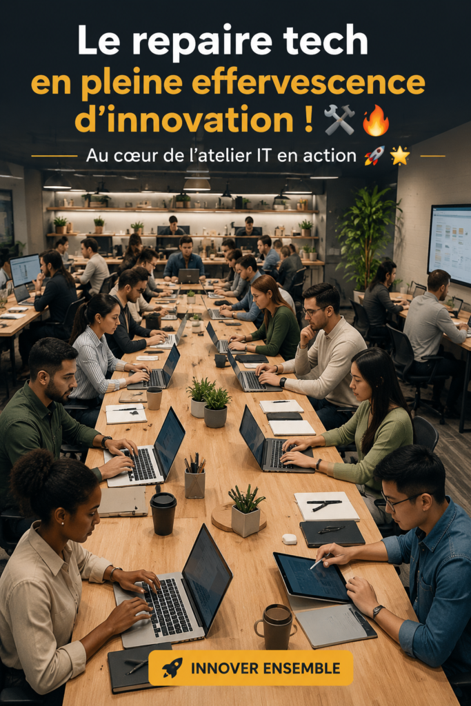 Un atelier IT moderne avec des outils et équipements inspirants.
