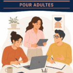 Un groupe d'adultes participent à une activité d'apprentissage actif, échangeant des idées et collaborant ensemble.