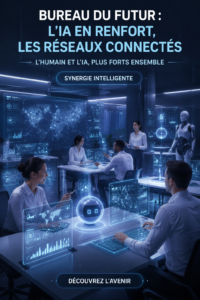 Espace de travail moderne avec technologie intégrée et ambiance lumineuse