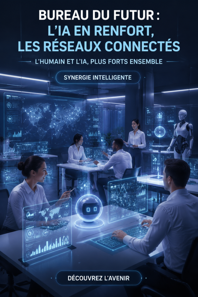 Espace de travail moderne avec technologie intégrée et ambiance lumineuse