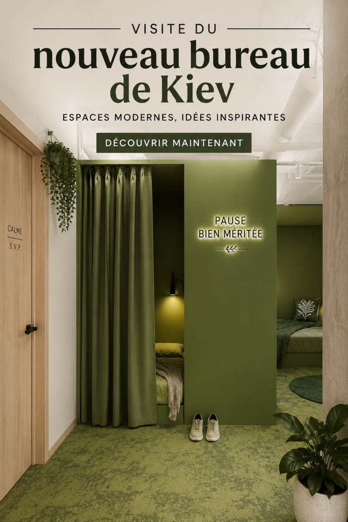 Bureau moderne de Grammarly à Kiev, mettant en avant un design contemporain et fonctionnel.