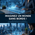 Bureau d'ordinateur transparent moderne dans un environnement lumineux.