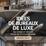 Un bureau moderne en verre et béton dans un espace lumineux