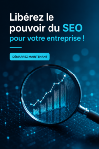 Image représentant des éléments de SEO pour les entreprises avec un ordinateur et des graphiques.