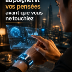 Dispositif AI innovant sur une table, prêt à lire les pensées